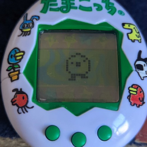 a photograph of the tamagotchi, now having grown legs